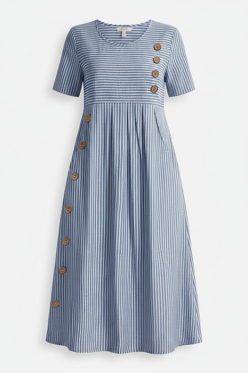 Ashley™ | Vestido midi a rayas