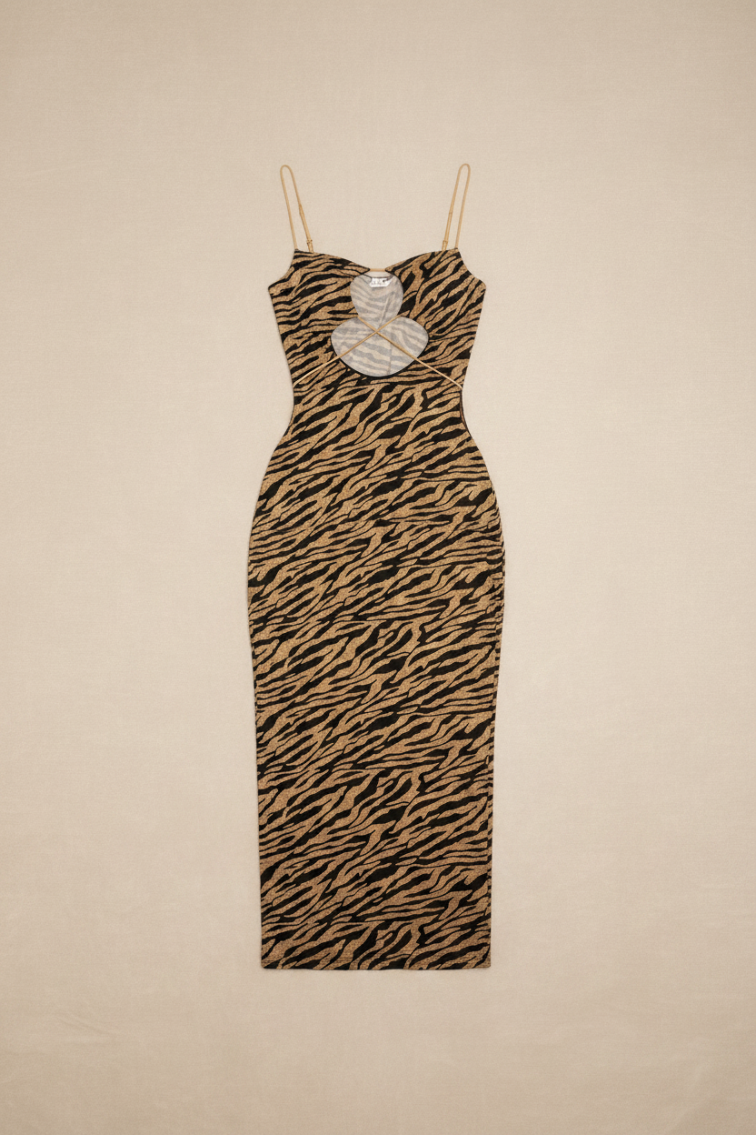 Vestido ajustado de cebra con espalda abierta