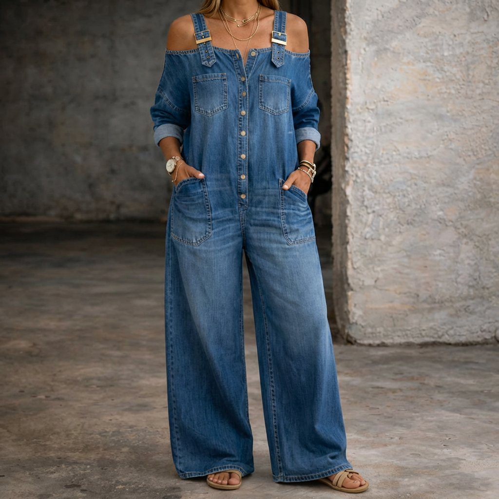 Sohpia | Mono Denim con Hombros Descubiertos