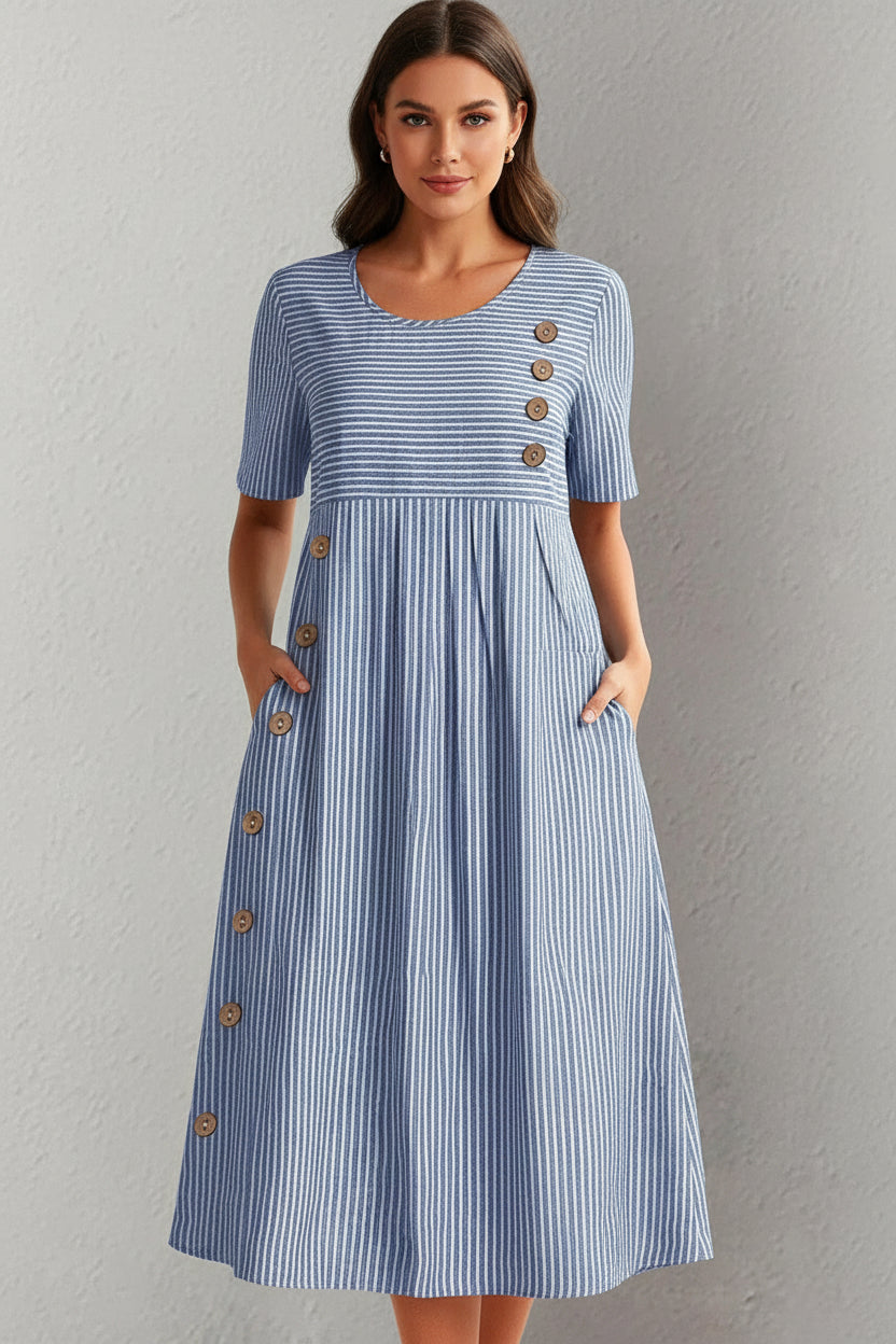 Ashley™ | Vestido midi a rayas
