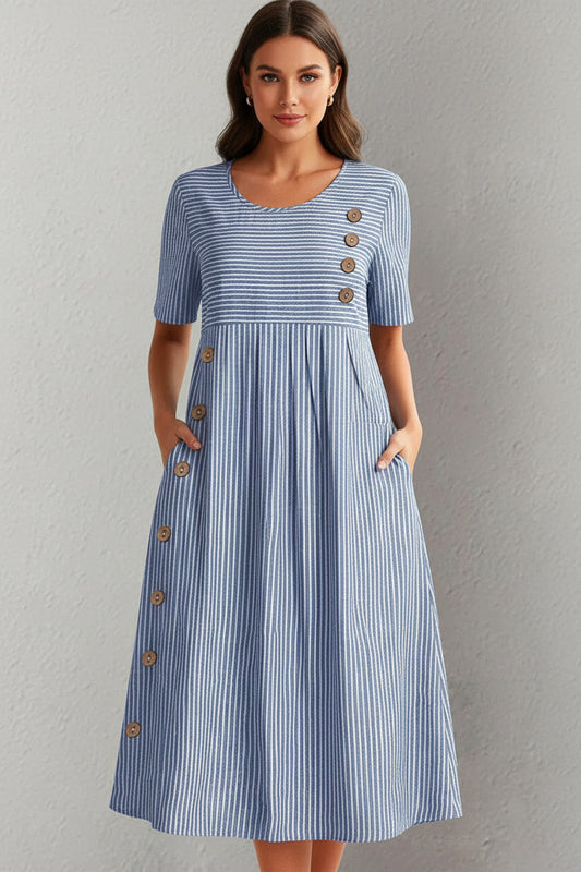 Ashley™ | Vestido midi a rayas