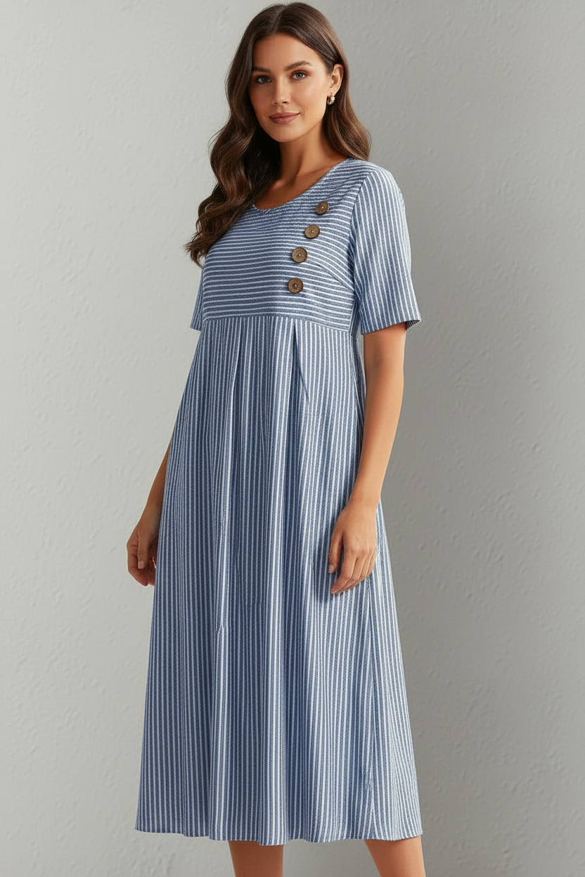 Ashley™ | Vestido midi a rayas