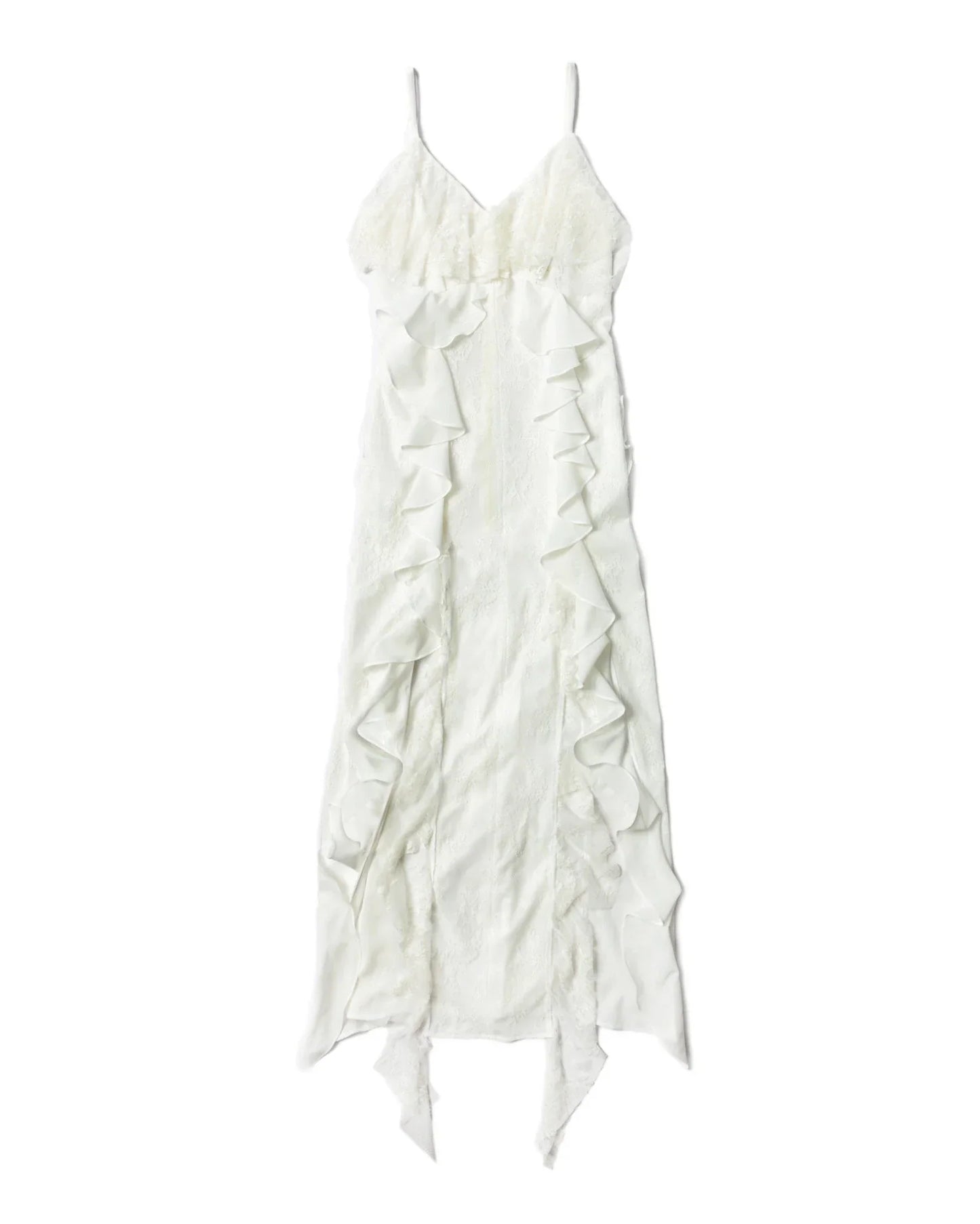 Vestido Maxi con Tirantes y Volantes