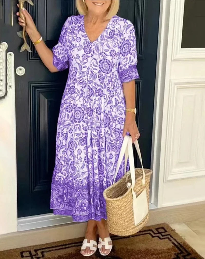 Sara Labins - Vestido Floral Elegante con Escote en V