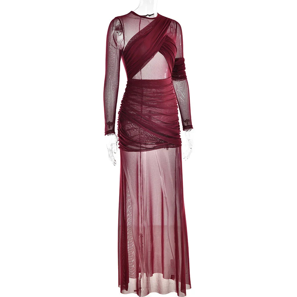 Vestido de Fiesta de Malla Transparente Elegante