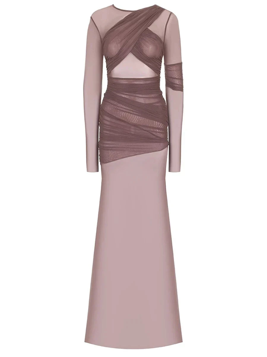 Vestido de Fiesta de Malla Transparente Elegante