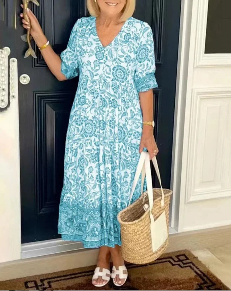 Sara Labins - Vestido Floral Elegante con Escote en V