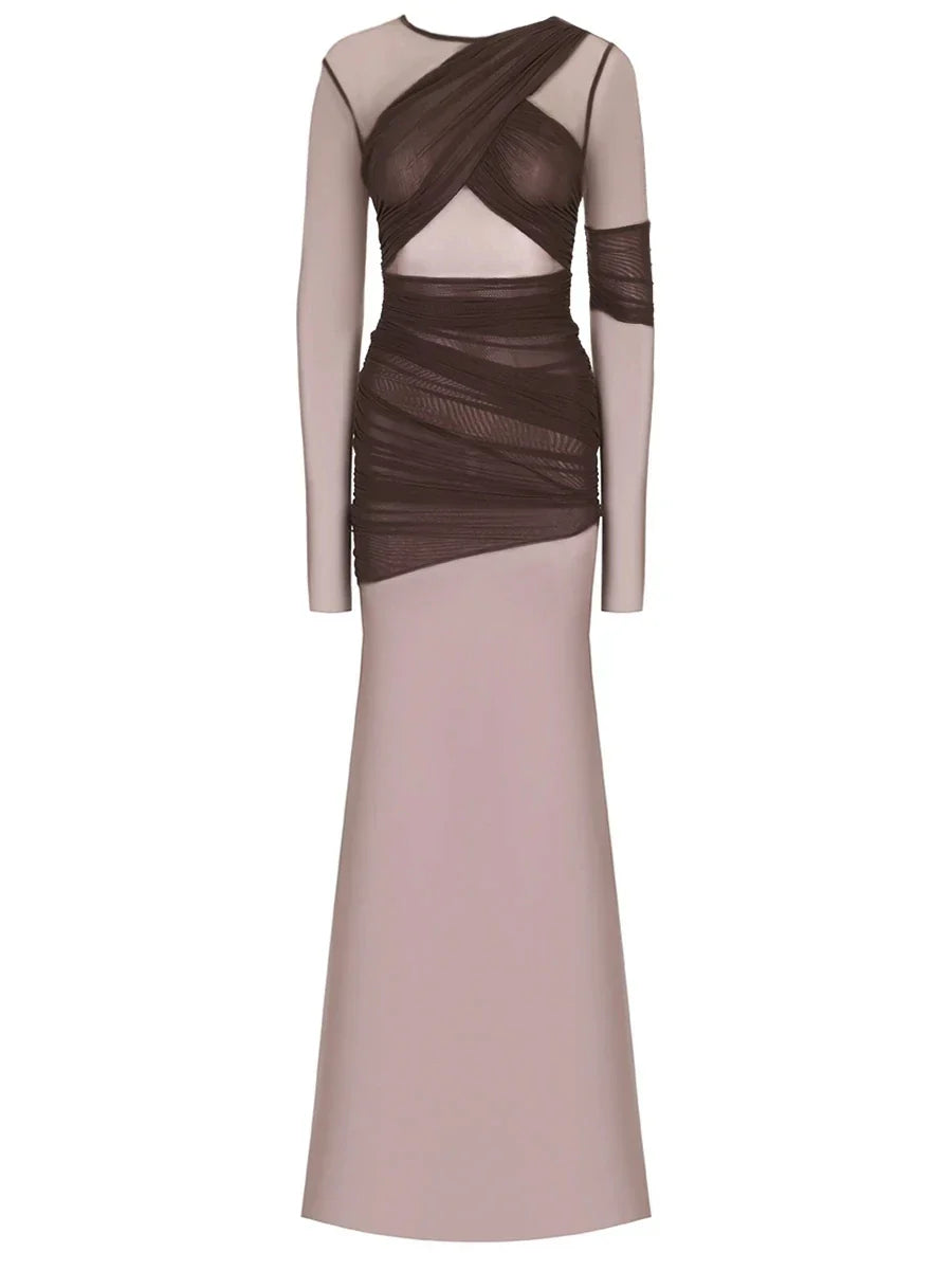 Vestido de Fiesta de Malla Transparente Elegante