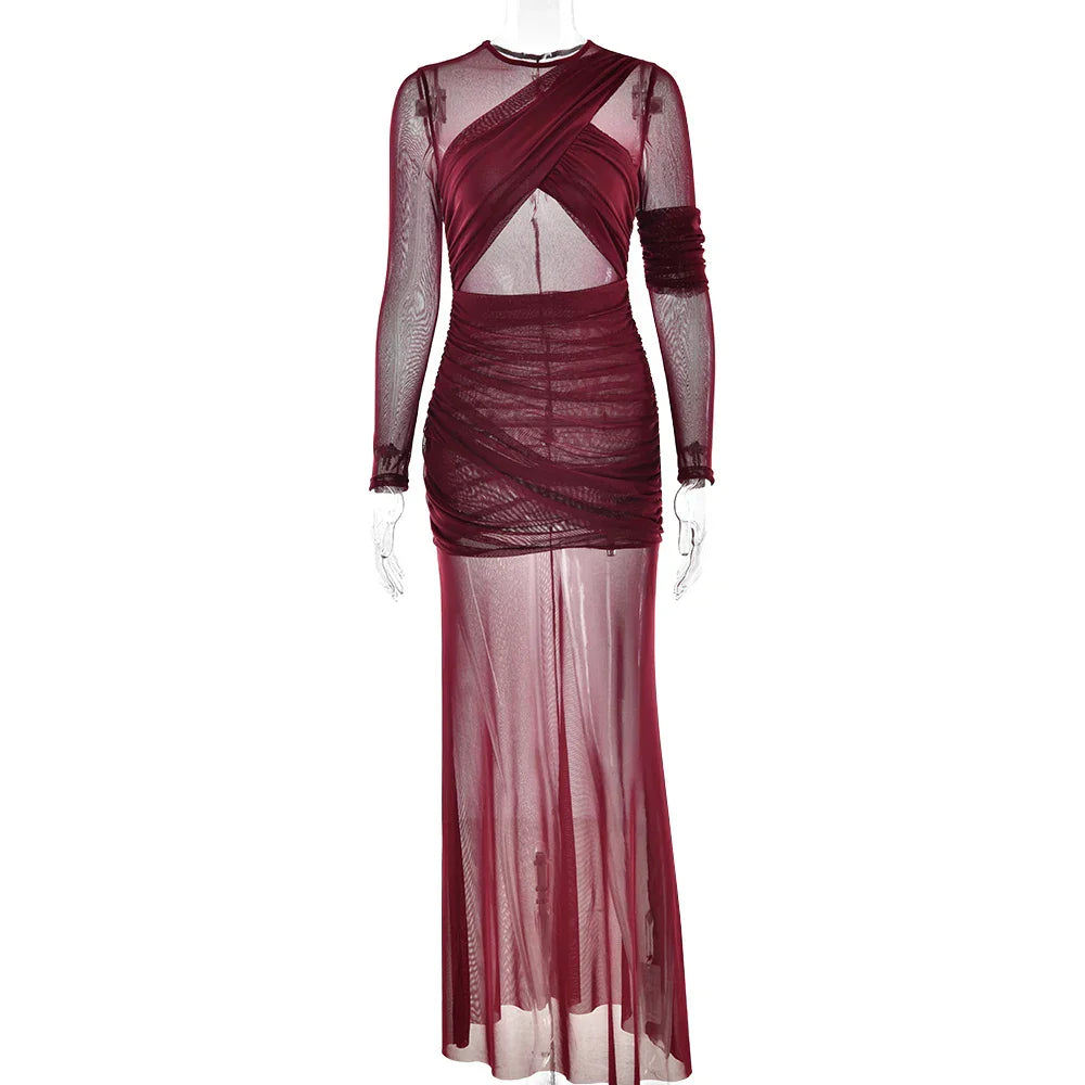 Vestido de Fiesta de Malla Transparente Elegante