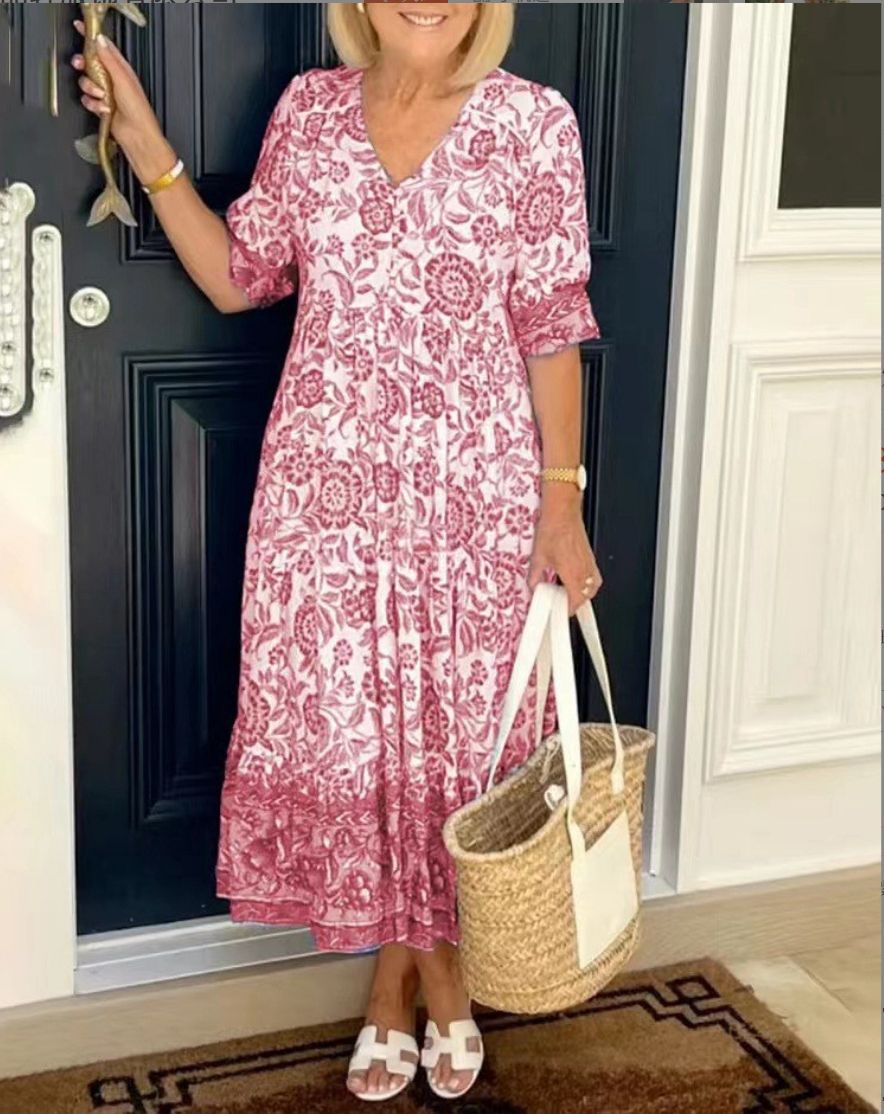 Sara Labins - Vestido Floral Elegante con Escote en V