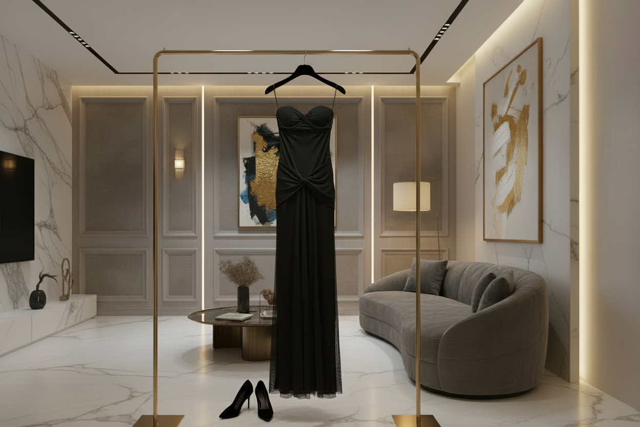 Vestido Maxi Fruncido sin Tirantes