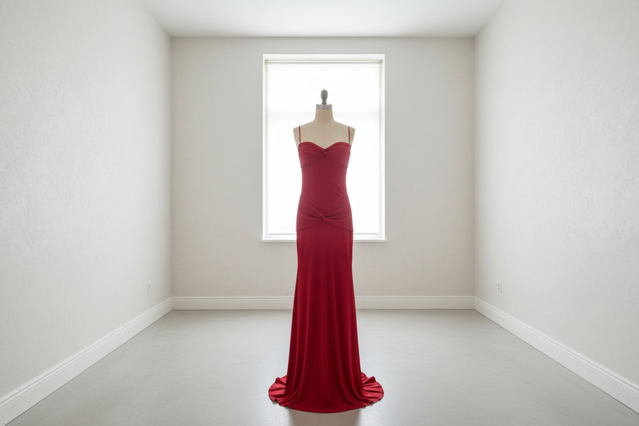 Vestido Maxi Fruncido sin Tirantes
