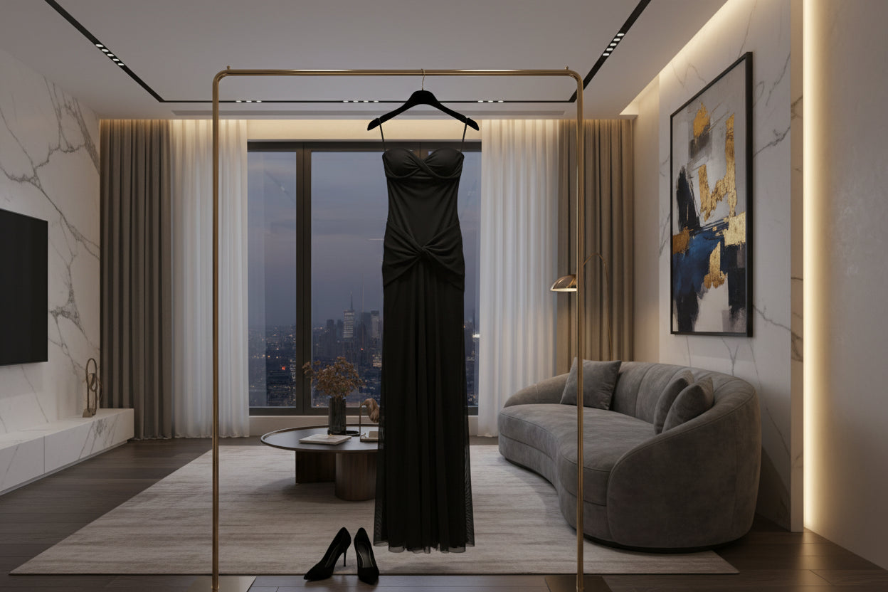Vestido Maxi Fruncido sin Tirantes