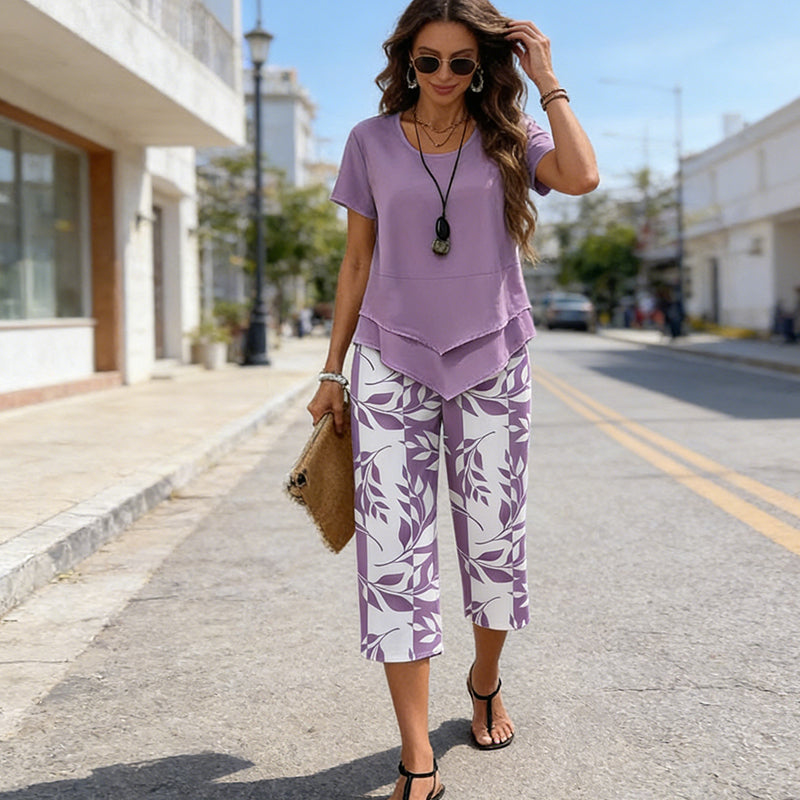 SARA LABINS | Conjunto Casual Túnica con Pantalón de Pierna Ancha