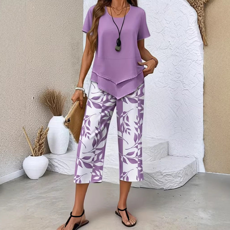 SARA LABINS | Conjunto Casual Túnica con Pantalón de Pierna Ancha
