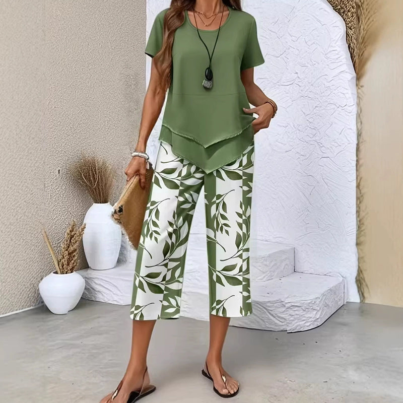 SARA LABINS | Conjunto Casual Túnica con Pantalón de Pierna Ancha