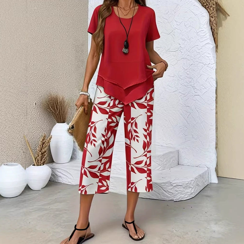 SARA LABINS | Conjunto Casual Túnica con Pantalón de Pierna Ancha