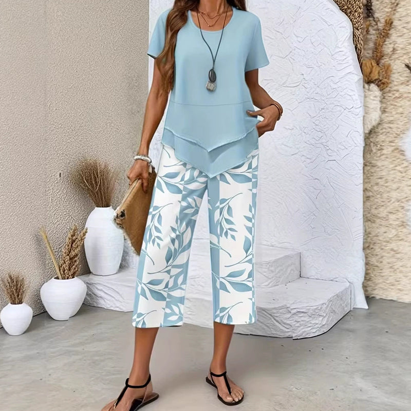 SARA LABINS | Conjunto Casual Túnica con Pantalón de Pierna Ancha